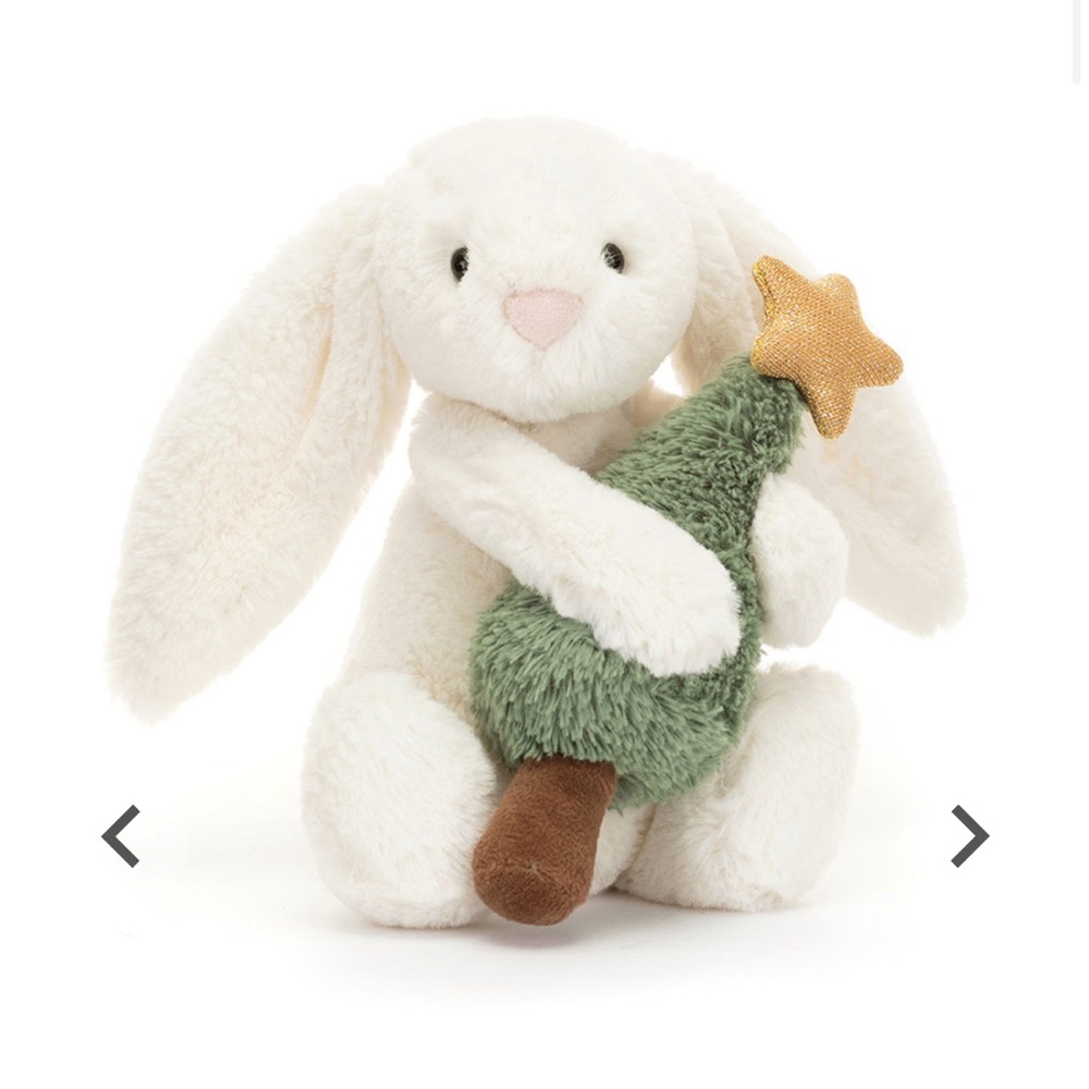 Jellycat White Bunny with Christmas Tree Plush